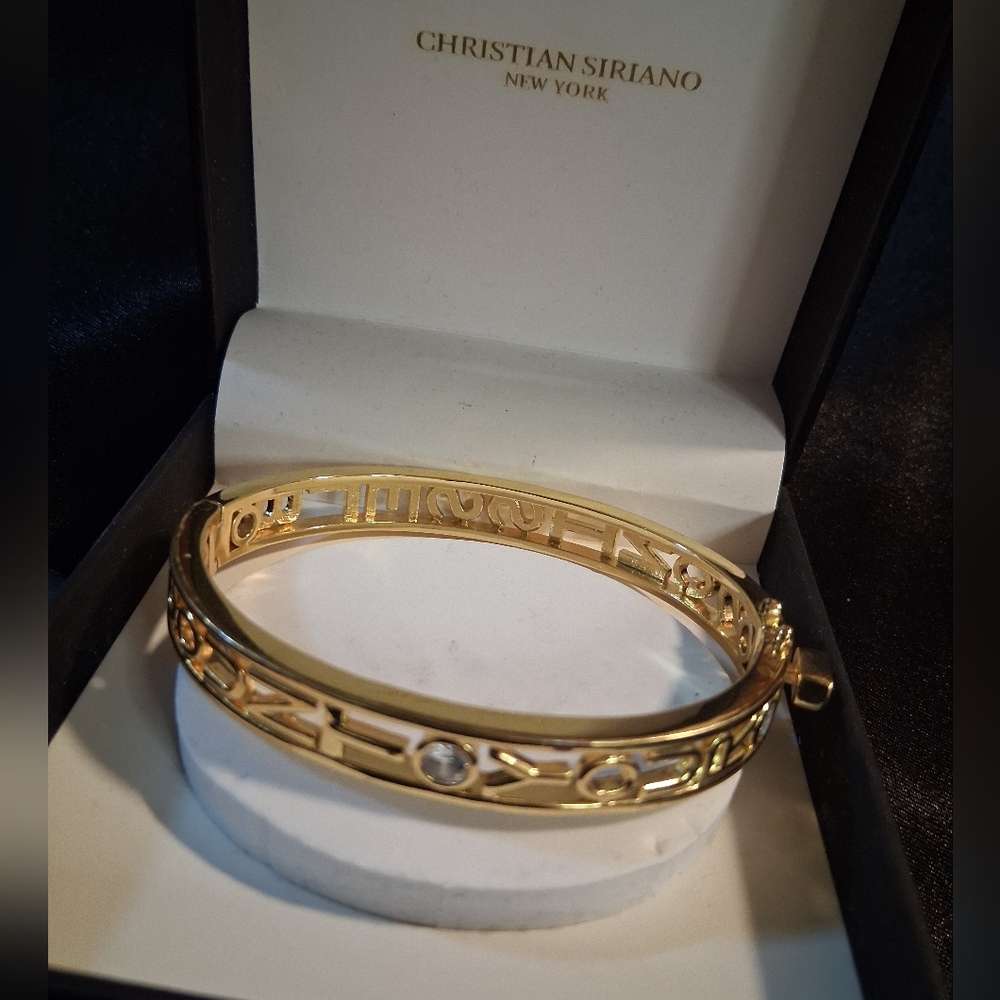 Christian Siriano Hinged Gold Bracelet Count Your Blessings Nib Sz.8.5